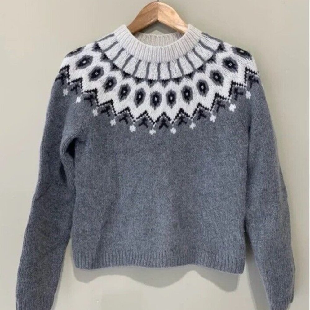 Women's Green Label Hand Knit Wool Angora Ralph Lauren Fair Isle Sweater Small